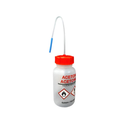 Series 303 LDPE Wide Neck Wash Bottle - Printed 'Acetone', Durable and Squeeze-Friendly