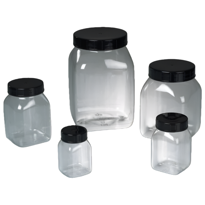 Wide Neck PETG Clear Square Jar – Perfect for Liquids, Powders, and Snacks