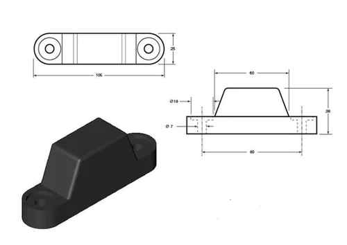 Top Hat HGV Bumper - 105 x 25 x 38mm