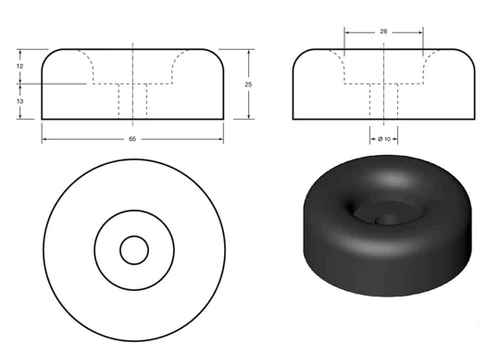 Cylindrical HGV Bumper - 65 x 25mm