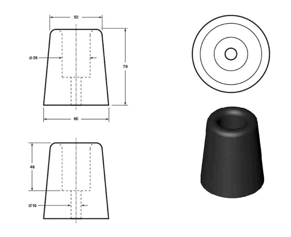 Conical HGV Bumper - 65mm x 52mm x 75mm
