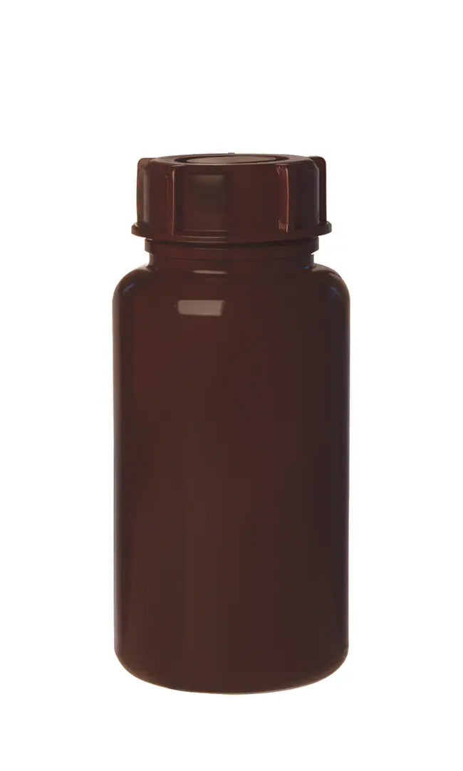 303 Series Amber Wide Neck Plastic Bottle LDPE - Complete with Cap
