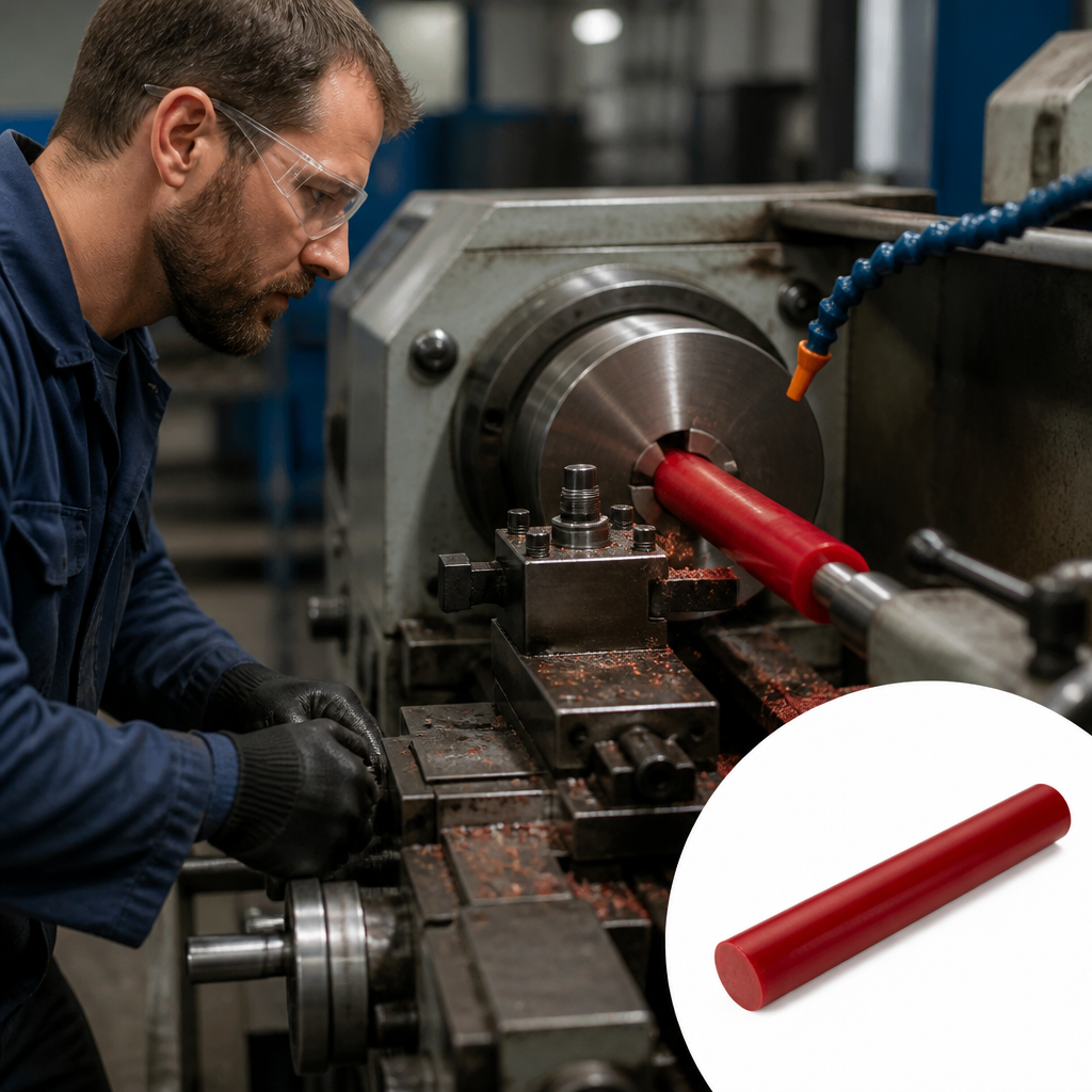 Polyurethane Red Rod 90A Shore for Various Applications 12.5mm to 61mm diameter
