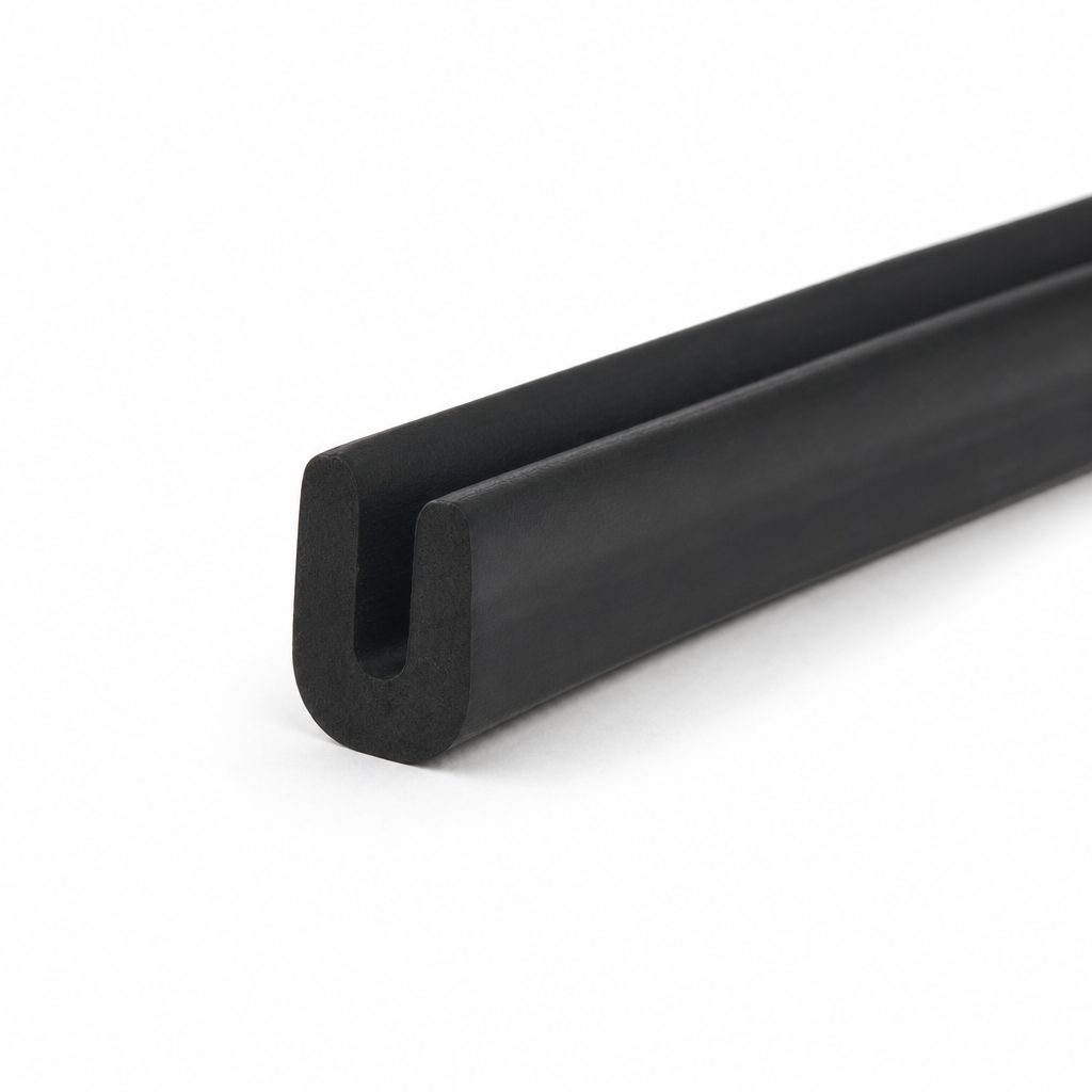 U Channel – 1.6mm x 7.5mm Black Neoprene (IRS0429N)