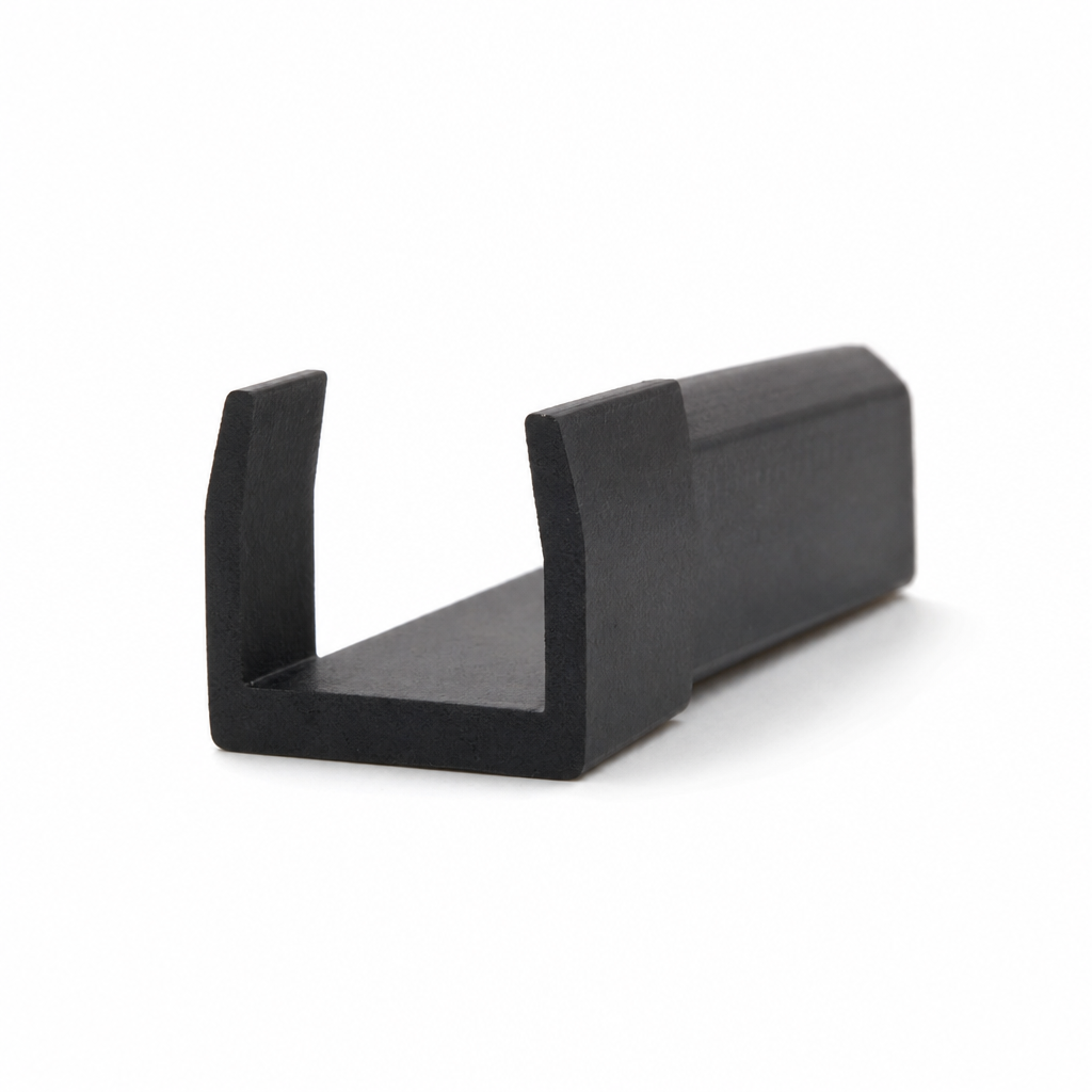 Rubber Square U Channel – 6mm Panel x 10mm High x 1.8mm Wall