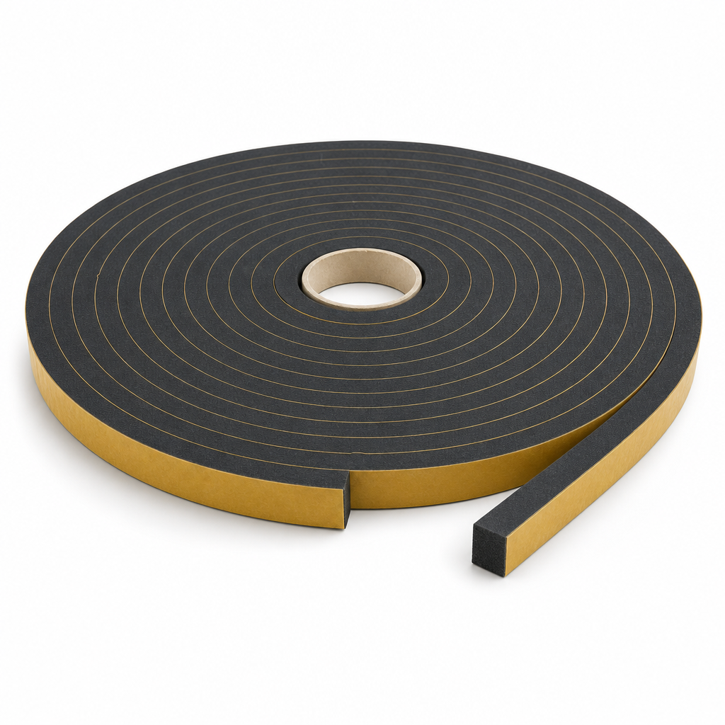 Neoprene Sponge Strip – 25mm x 12.5mm Self-Adhesive (10 Metre Coil)