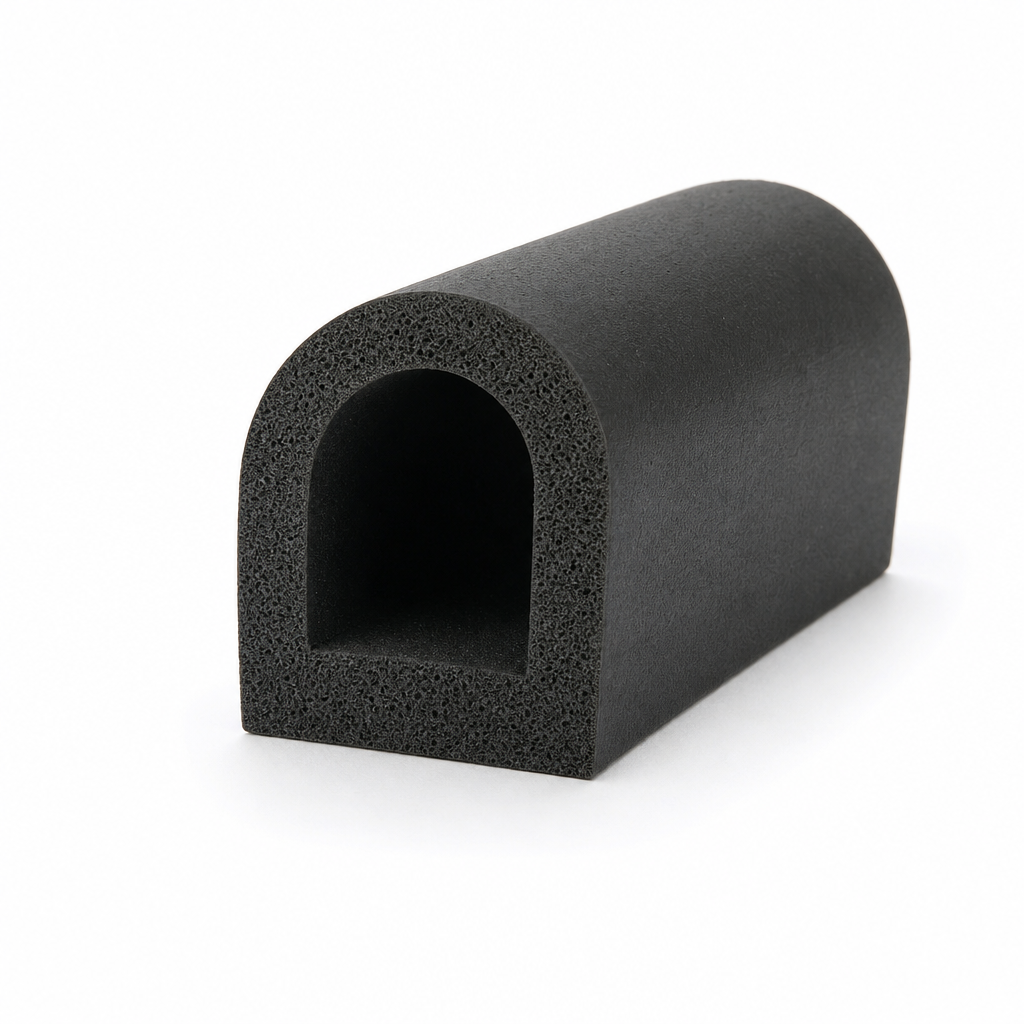 Sponge Rubber D Section – 25mm Base x 25mm Depth