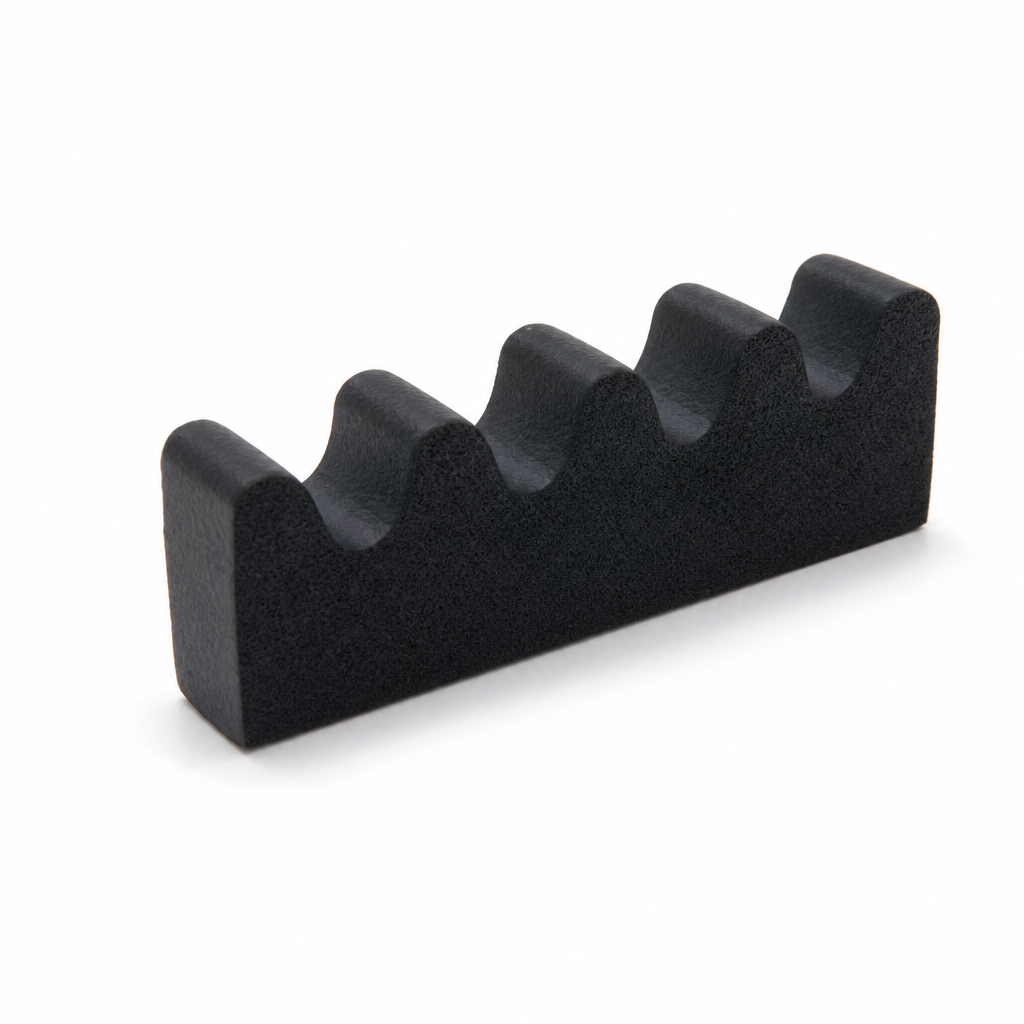 Sponge Section Crown Strip 15mm x 7.5mm – Black EPDM (50m Coil)