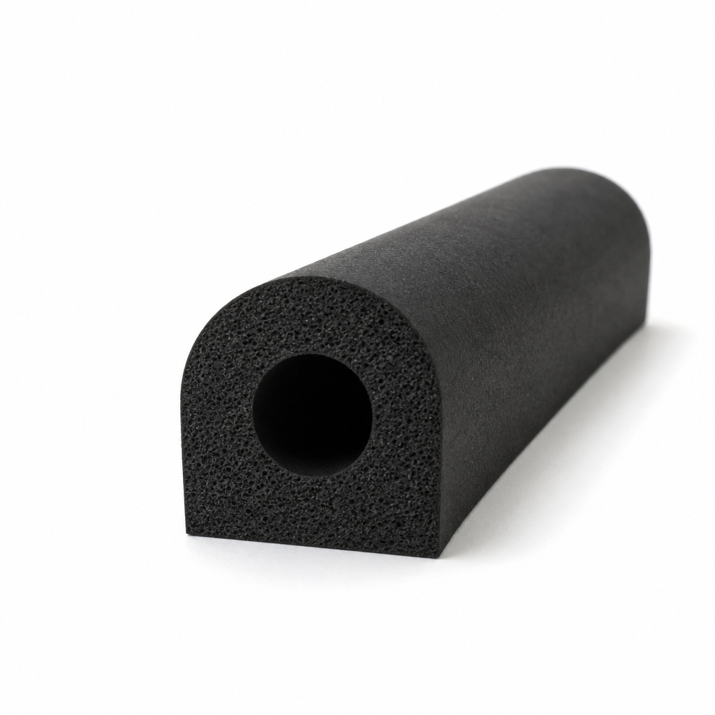 Sponge Rubber D Section – 12.5mm x 12.5mm (Black)