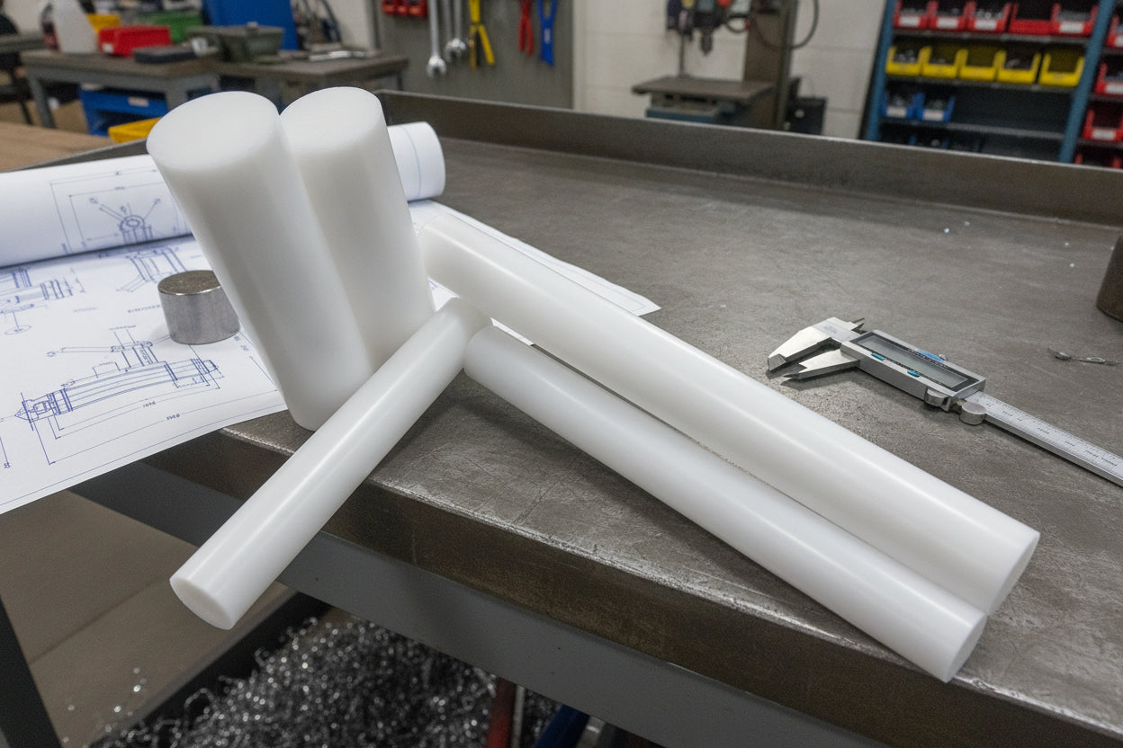 PTFE Natural Rod 4mm to 65mm Dia High-Temperature, Chemical & Wear Resistant FDA Approved, UV & Electrical Insulation Teflon® Industrial & Food Grade