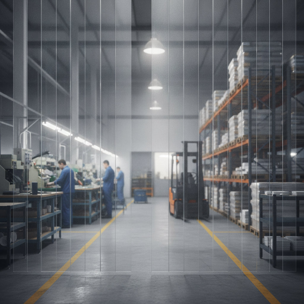 Heavy-Duty Clear PVC Strip Roll – 50m Bulk Roll for Industrial Strip Curtains, Cold Rooms & Dust Control