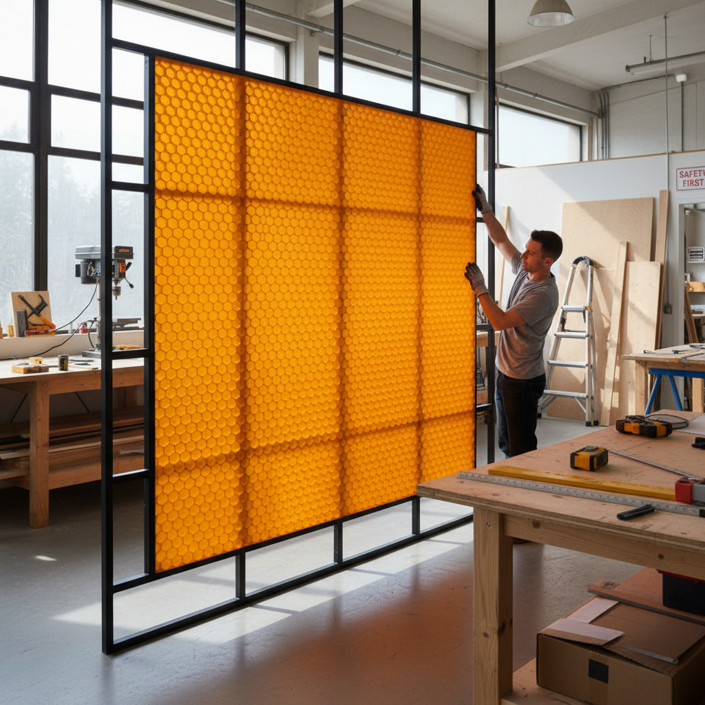 Premium Honeycomb Composite Sheet - Acrylic Orange, Lightweight, Rigid, Impact Resistant for Interior Applications
