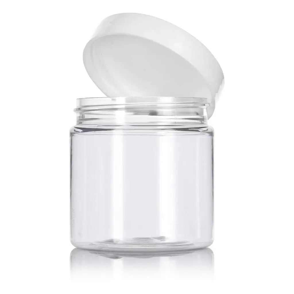 89mm Neck Clear PET Plastic Jar – Durable Shallow Screw Top Design