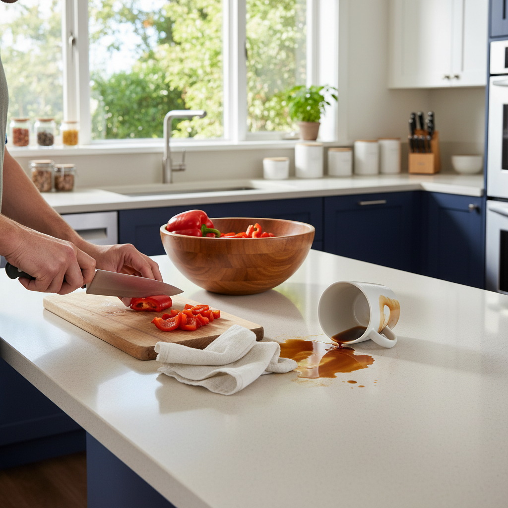 Premium Solid Surface Material - Bone Color, Durable and Versatile for Various Applications