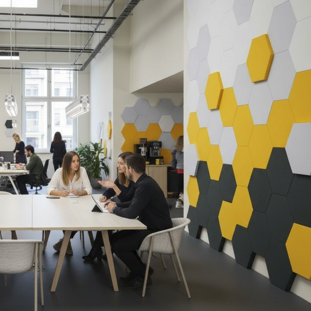 Premium 100% Recycled PET Felt Acoustic Hexagon Panels 600 x 690 x 90mm for Sound Absorption and Aesthetic Design