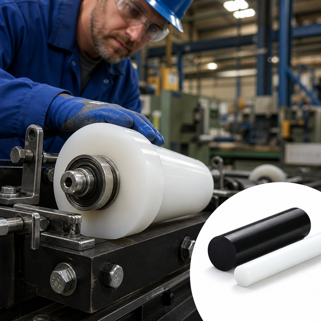 High Density Polyethylene Natural (milky-white) / Black Rod 10mm to 50mm dia for Wear strips & tanks
