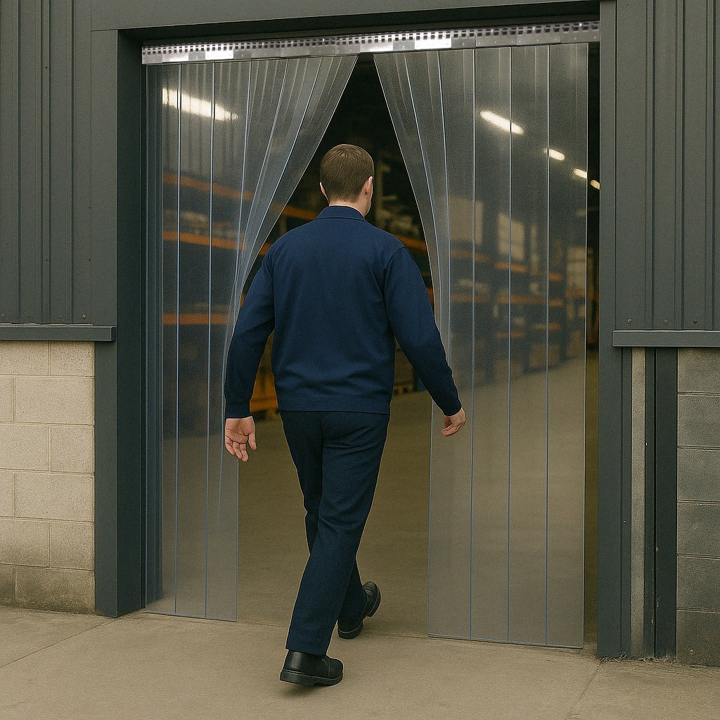 Dark Slate Gray Heavy-Duty Clear PVC Strip Curtains – Fixed Size, Energy-Saving Doorway Curtains for Pedestrian & Vehicle Access