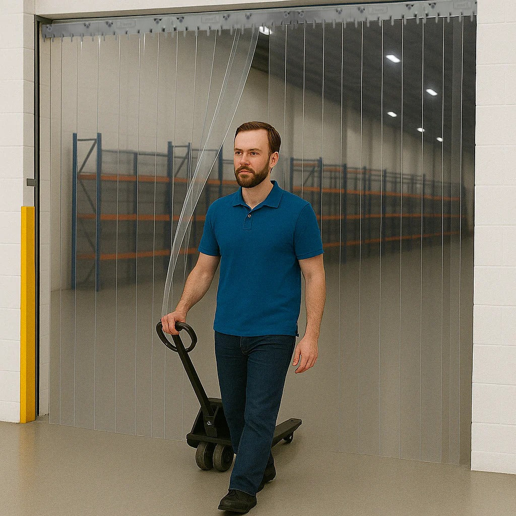 Dim Gray Standard Clear PVC Strip Curtains – QuickMount System, Durable, Transparent, Easy-Fit for Doors & Workspaces