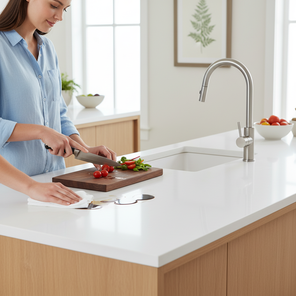 Premium Solid Surface Material - Designer White, Durable and Hygienic for Interior and Exterior Applications