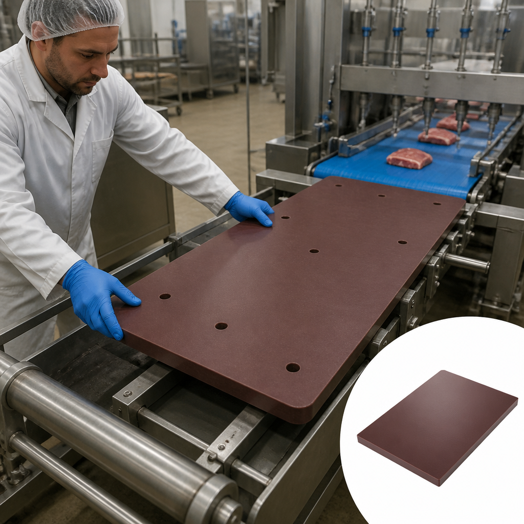 High Molecular Weight Polyethylene PE500 Burgundy Sheet for Food Processing 12mm to 25mm thick