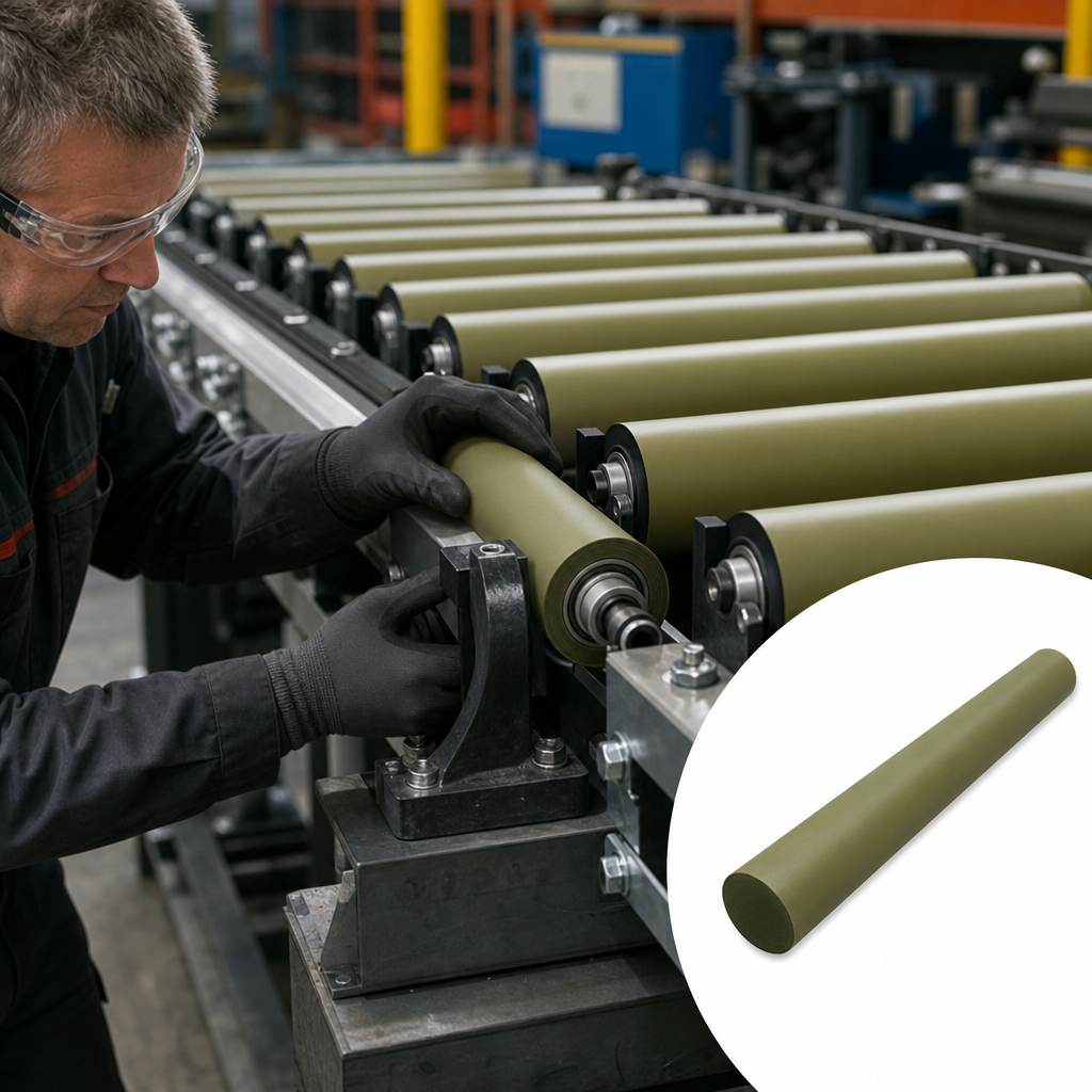 Nylon 6 Khaki-Green Rod 50mm to 150mm dia for Insulators & rollers