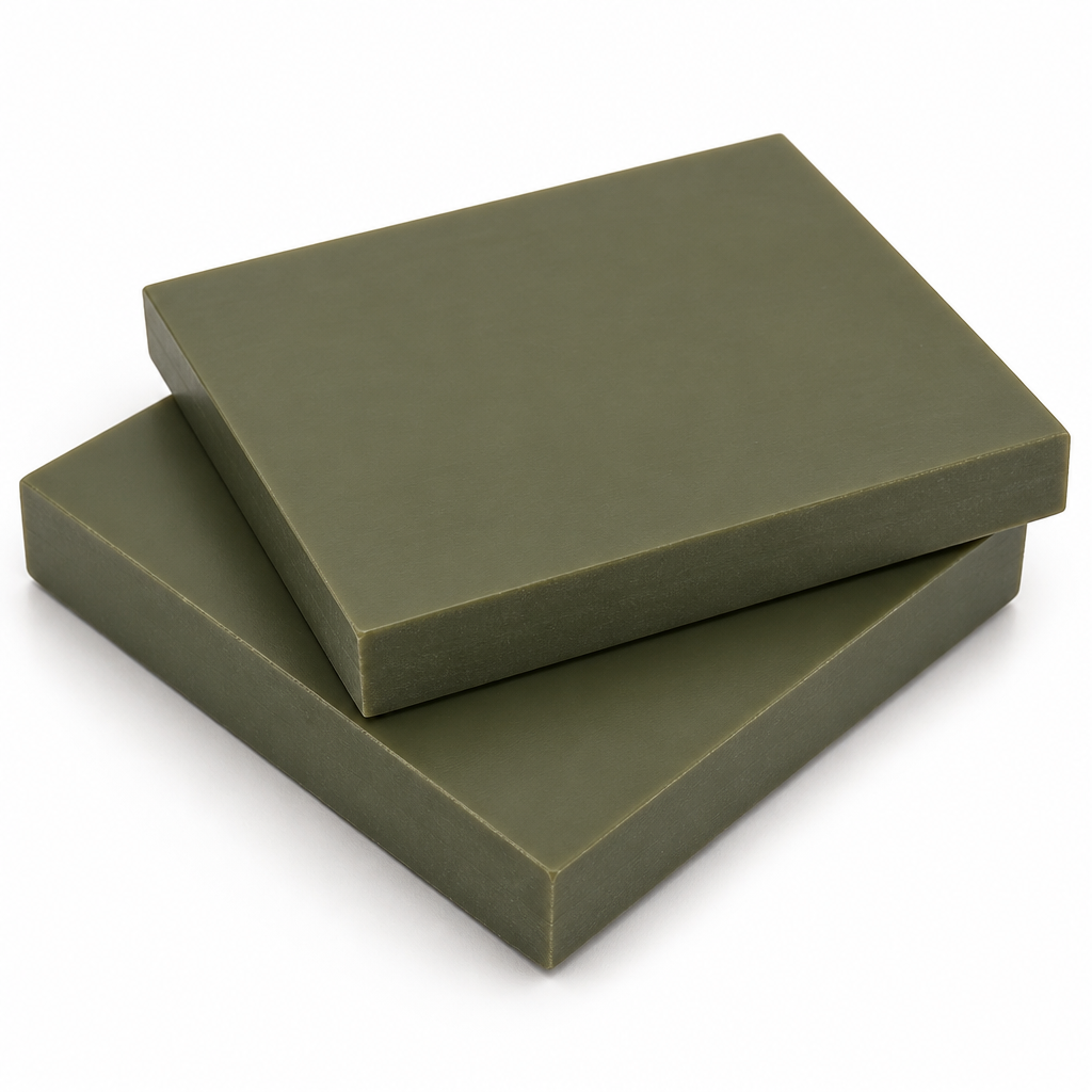 Oil Filled Nylon Khaki-Green Sheet 60mm to 100mm thick for Cams & bushes