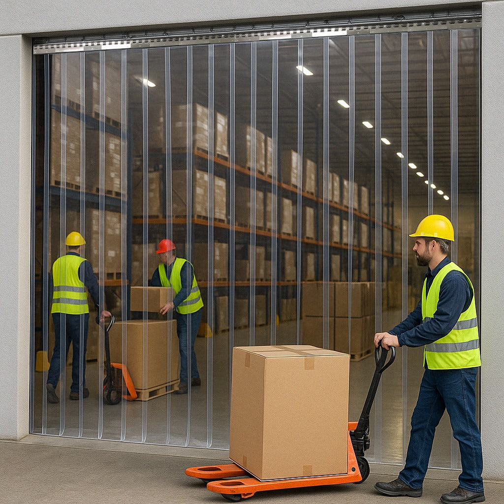 Dark Slate Gray Heavy-Duty Clear PVC Strip Curtains – Fixed Size, Energy-Saving Doorway Curtains for Pedestrian & Vehicle Access