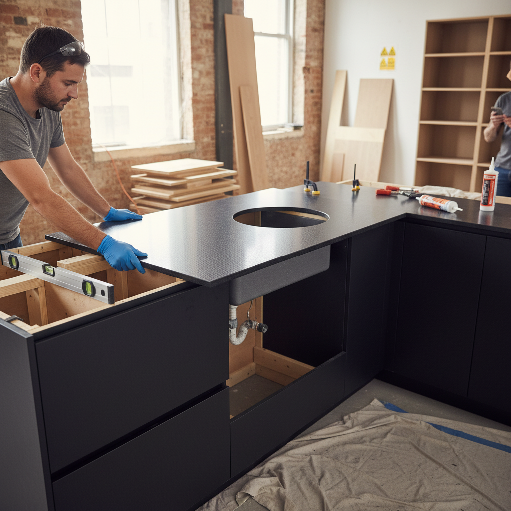 Premium Solid Surface Material - Deep Anthracite for Versatile Applications in Residential and Commercial Spaces