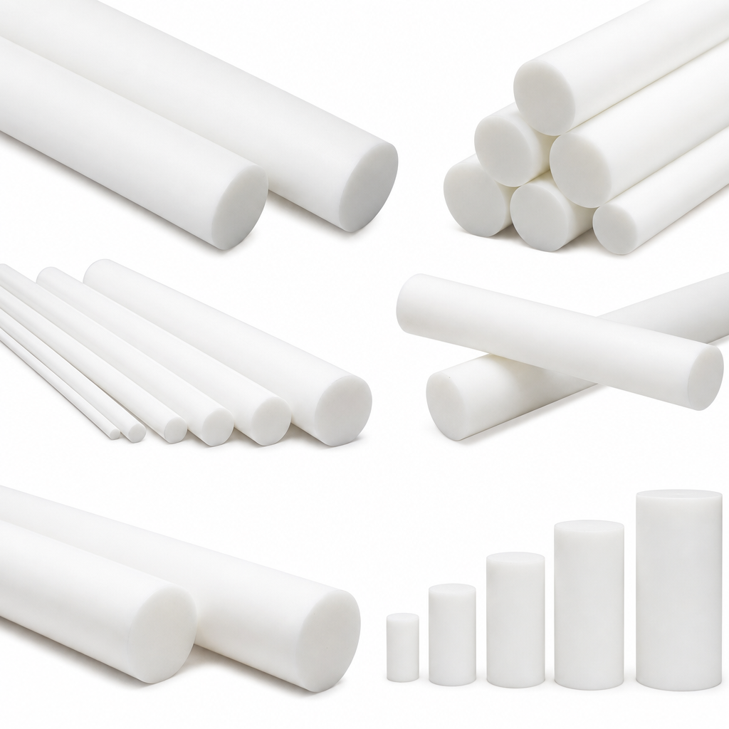 PTFE White Rod 4mm to 25mm dia for Bearings & seals