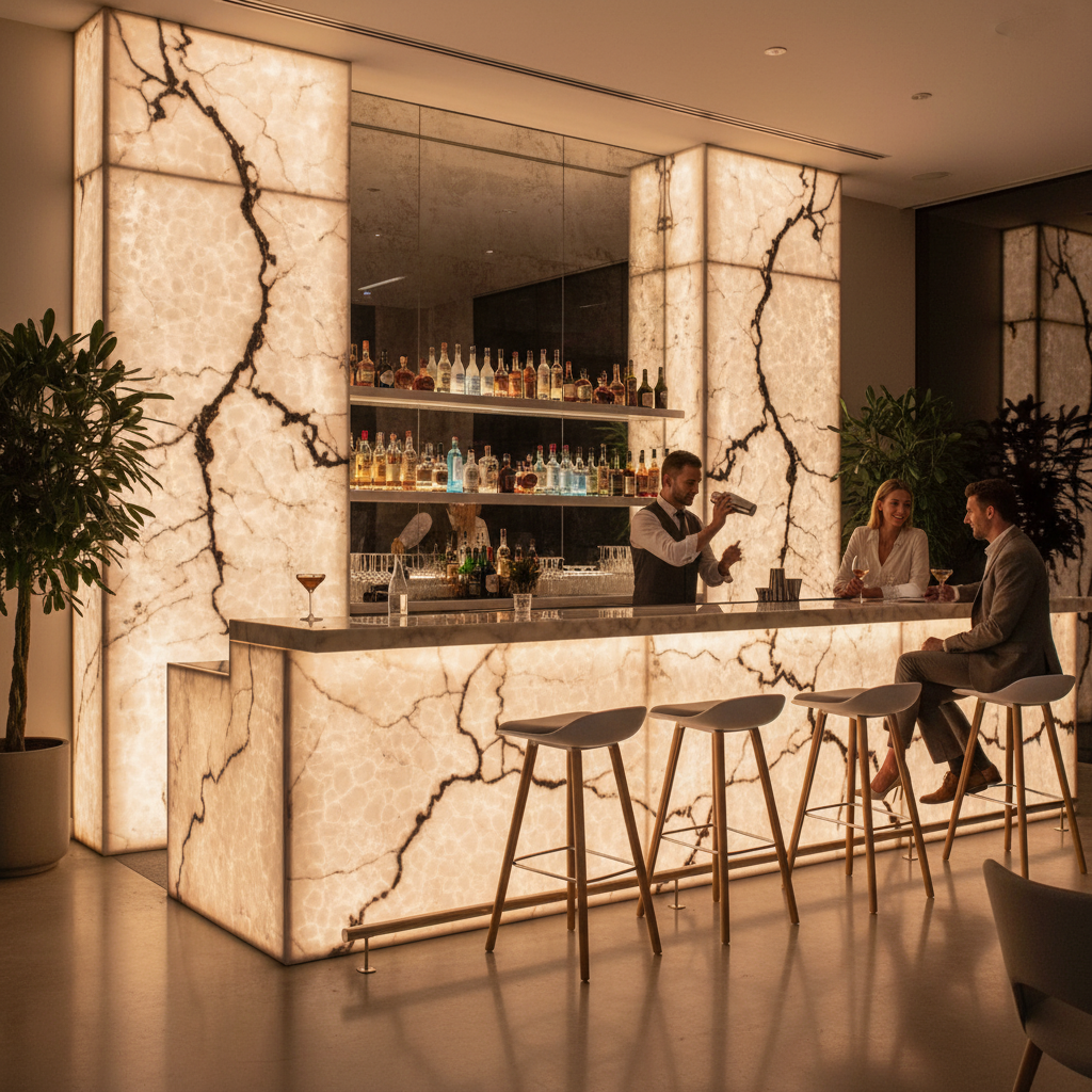 Premium Faux Translucent Stone Sheet - Alabaster Color with Versatile Applications for Interior Design