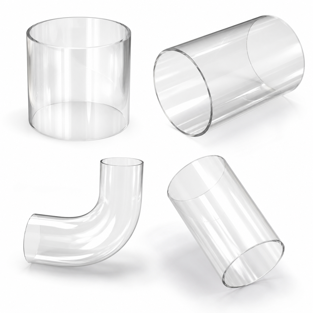 Cast Acrylic Clear Tube 139mm to 185mm dia for Point of purchase & furniture