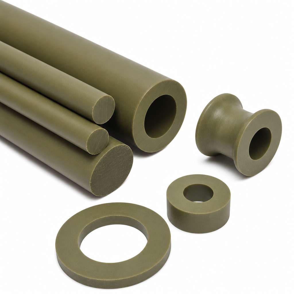 Nylon 6 Khaki-Green Rod 50mm to 150mm dia for Insulators & rollers