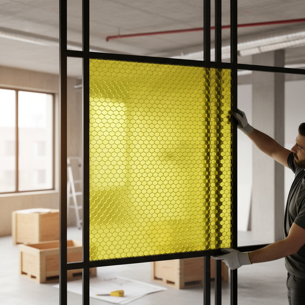 Premium Honeycomb Composite Sheet - Yellow Acrylic Material, Lightweight and Impact Resistant for Various Applications