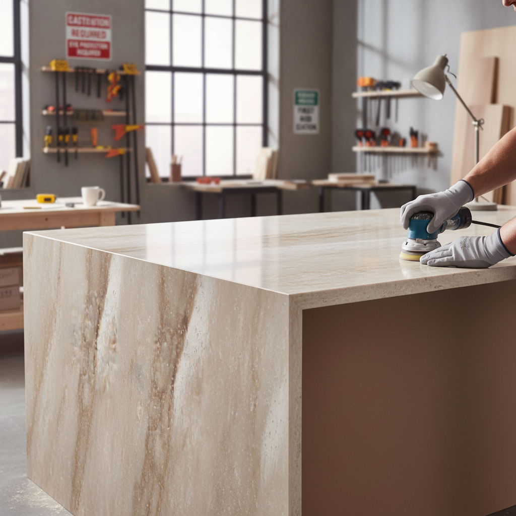 Premium Solid Surface Material - Sandalwood Color, Durable, Hygienic, and Versatile for Interior and Exterior Applications