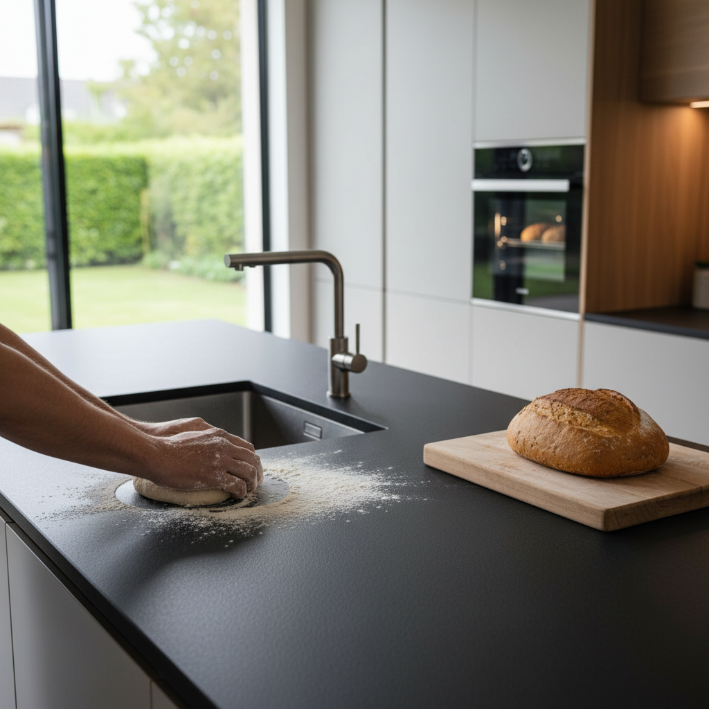 Premium Solid Surface Material in Deep Nocturne - Durable, Hygienic, and Versatile for Residential and Commercial Applications