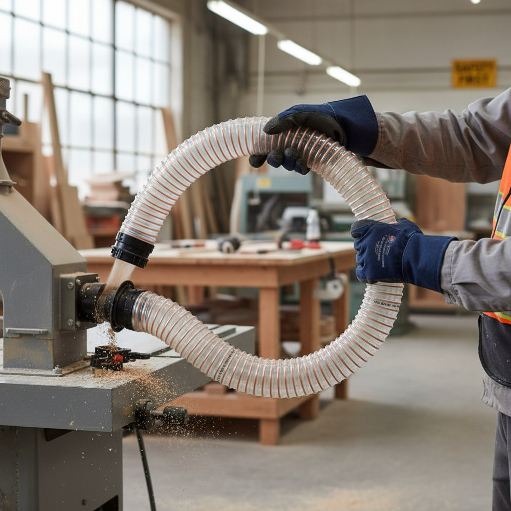 Premium Polyurethane Hose for Dust and Abrasive Material Transport - Flexible, Weather Resistant with Copper-Plated Steel Spiral