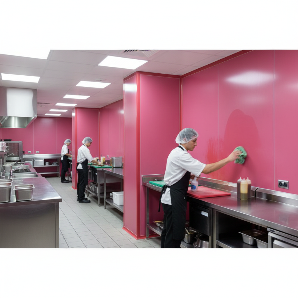 Premium Hygienic Cladding Dark Pink Sheet with High Chemical Resistance and Easy Installation