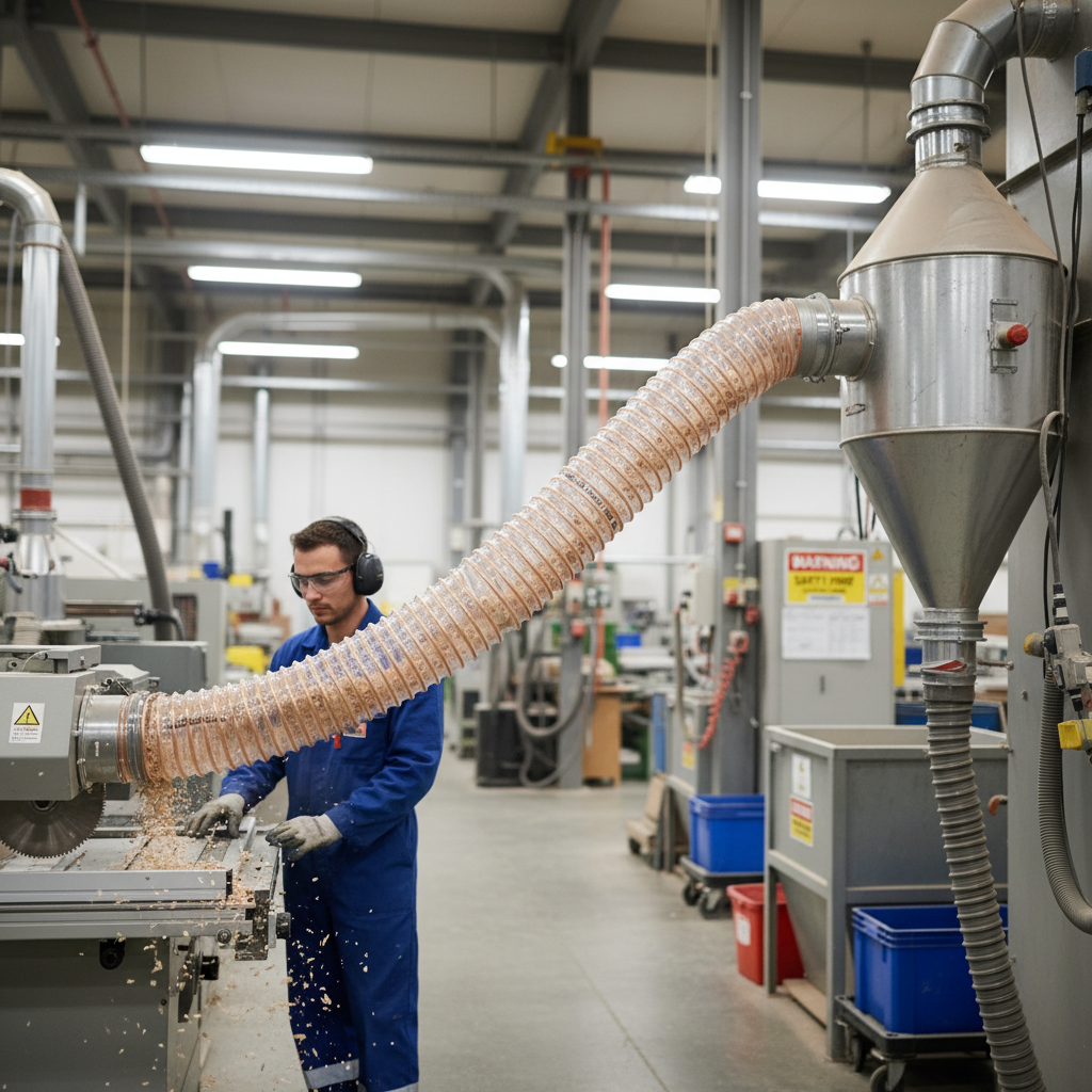 Premium Polyurethane Hose for Dust and Abrasive Material Transport - Flexible, Weather Resistant with Copper-Plated Steel Spiral