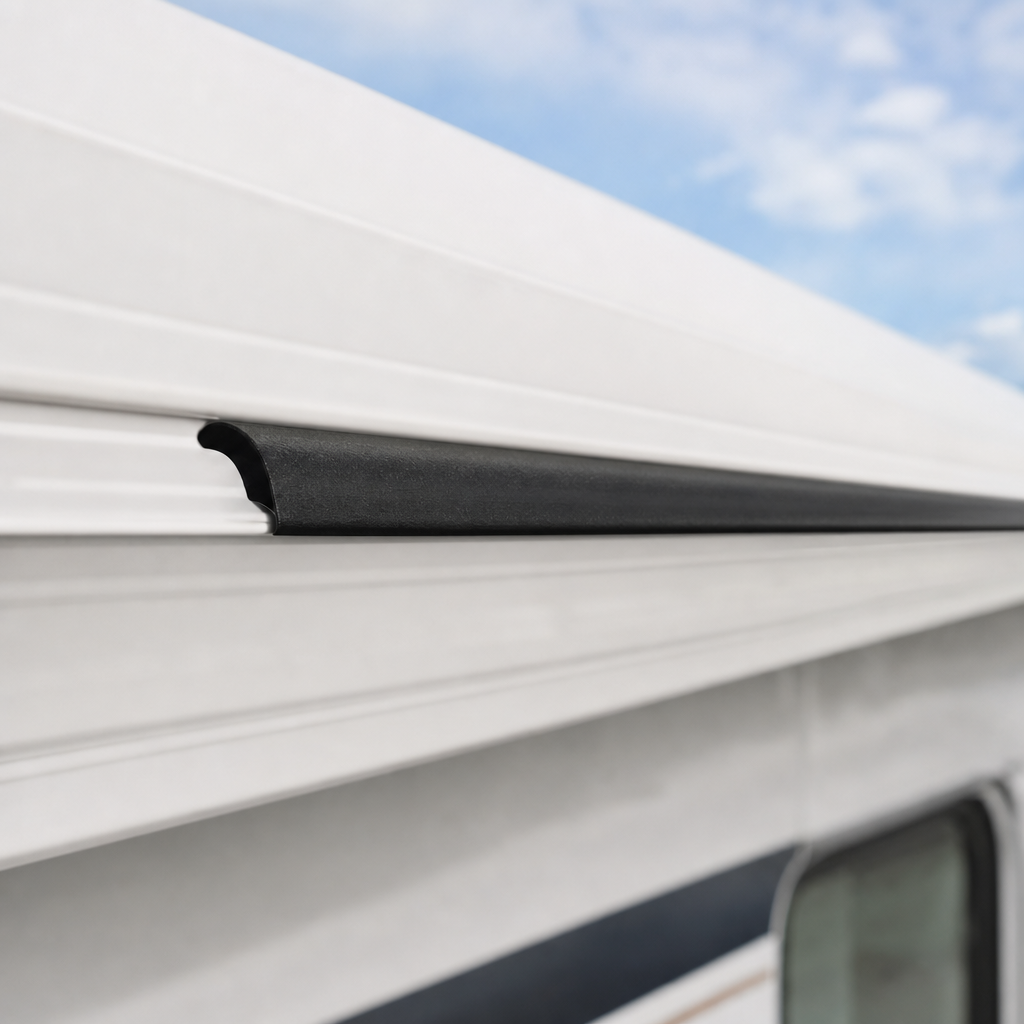 Black Awning Rail Insert Trim 10mm Wide – Per Metre