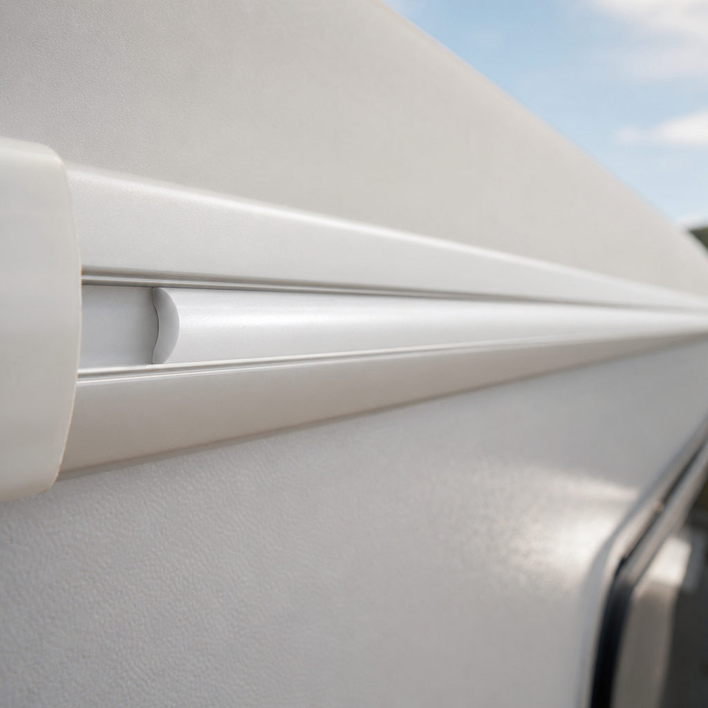 White Awning Rail Insert Trim 10mm – Per Metre