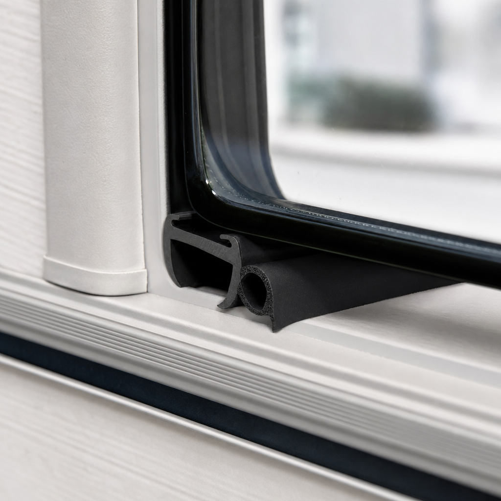 Caravan Window Rubber Seal 27mm Panel, 13mm Bulb – Per Metre