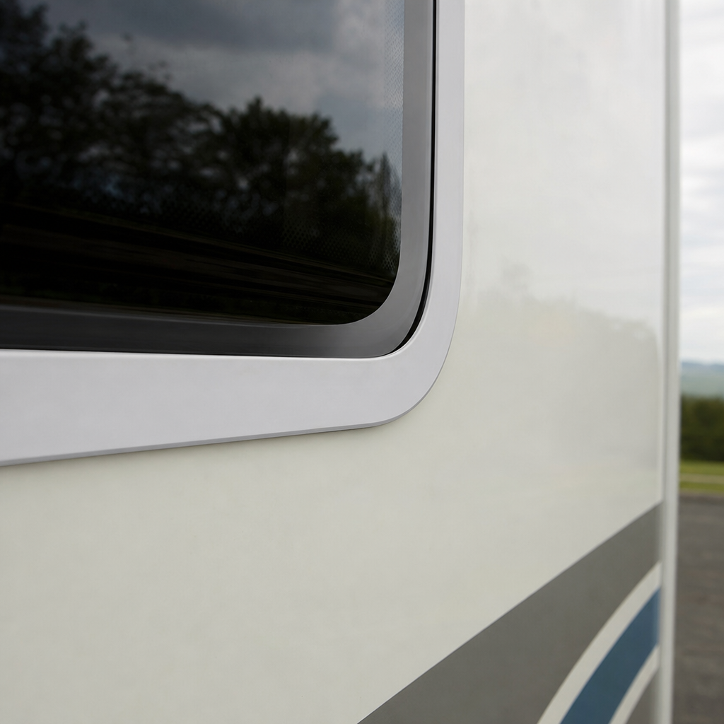 White Cover Strip for Caravan Window Seals 25mm – Per Metre