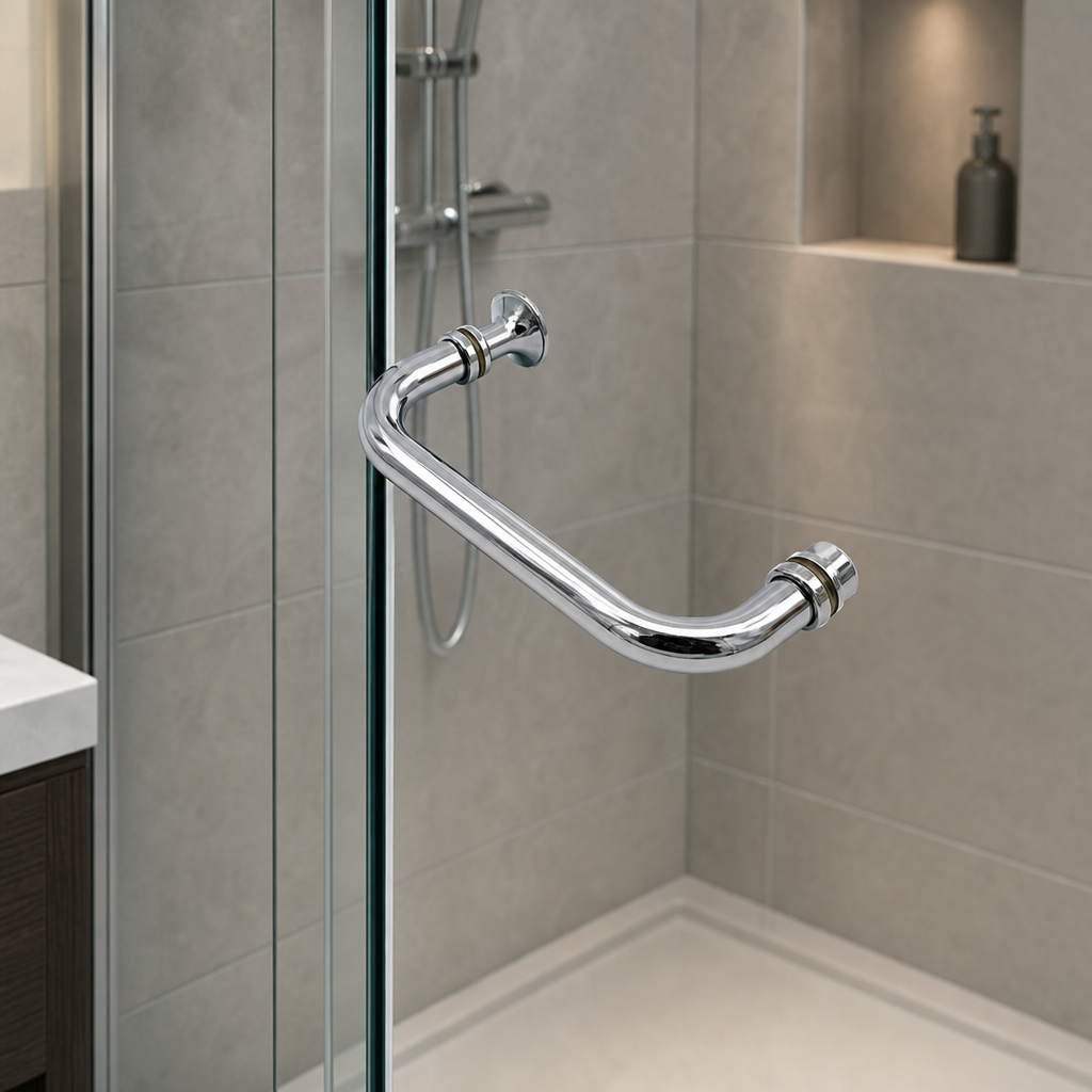 Shower Door Handle with 145mm Hole Centre – Chrome Finish