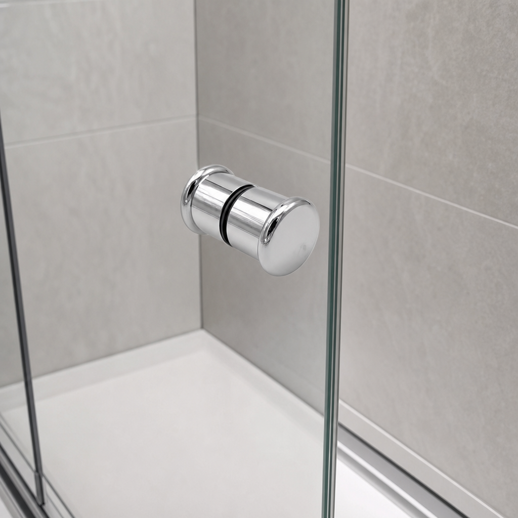 Chrome Effect Shower Door Handle – 75mm Wide, 6mm Hole