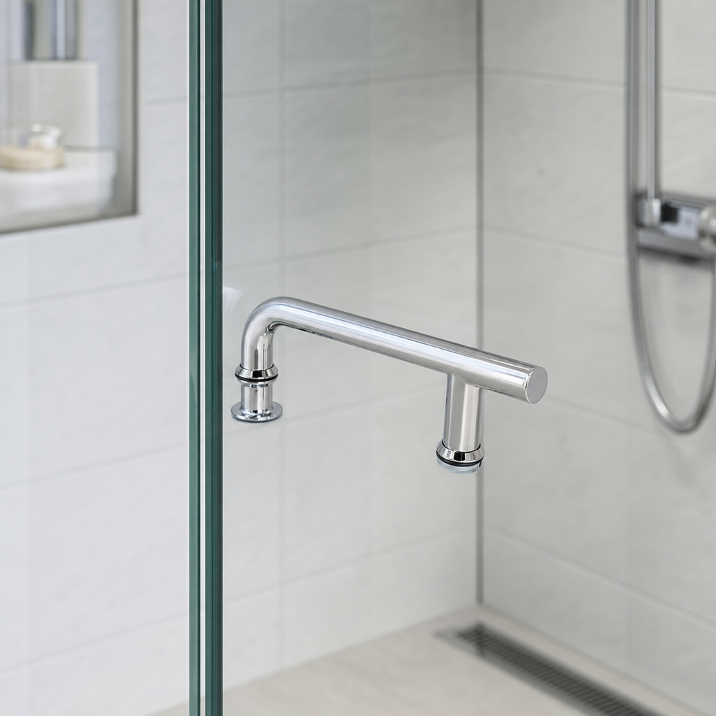 Chrome Shower Door Handle – 145mm Hole Centres – HAND011