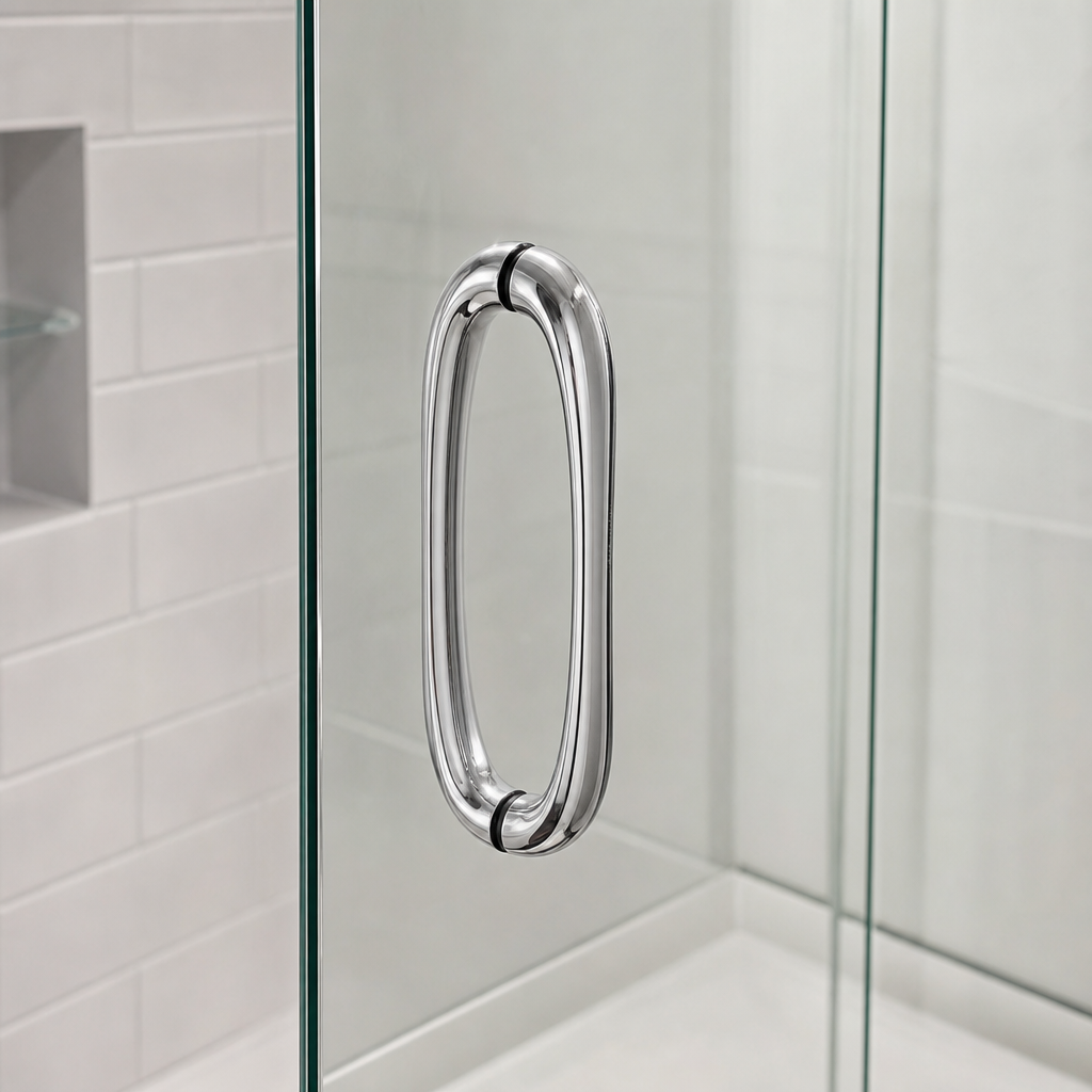 Chrome Shower Door Handle – 145mm Hole Centres – HAND019