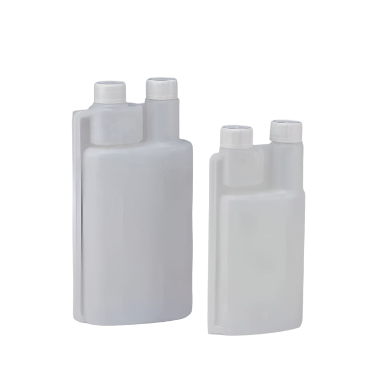 Twin Neck Child-Resistant Plastic Dosing Bottle – Precision Measuring with RED & GREEN CRC Caps