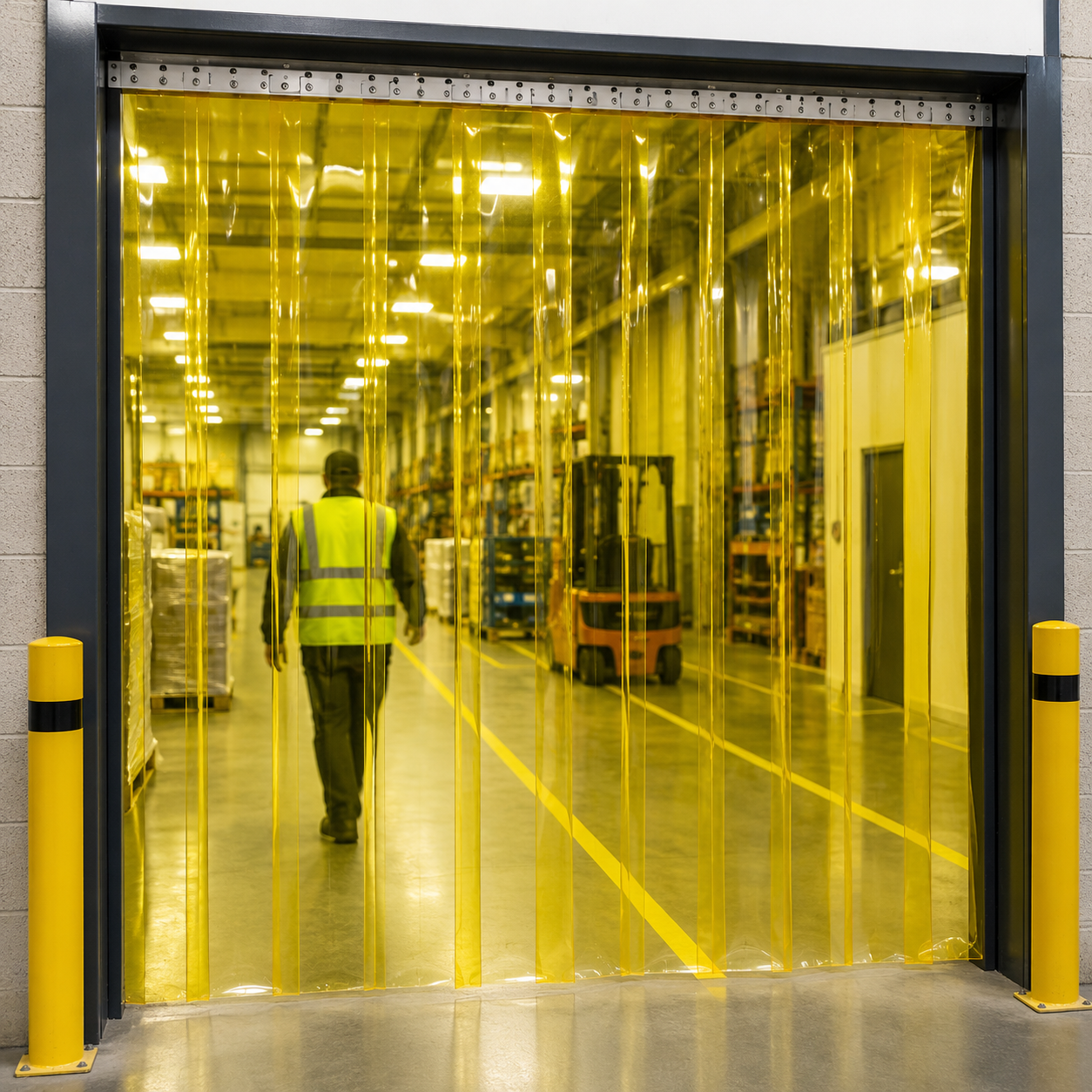 Transparent Yellow PVC Strip Curtain Roll 50m | High-Visibility | Warehouse, Food & Industrial Use | UK
