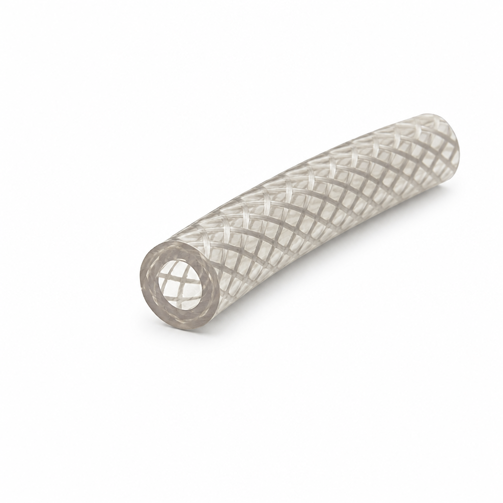 Clear Braided PVC Hose 6mm ID x 12mm OD – Per Metre