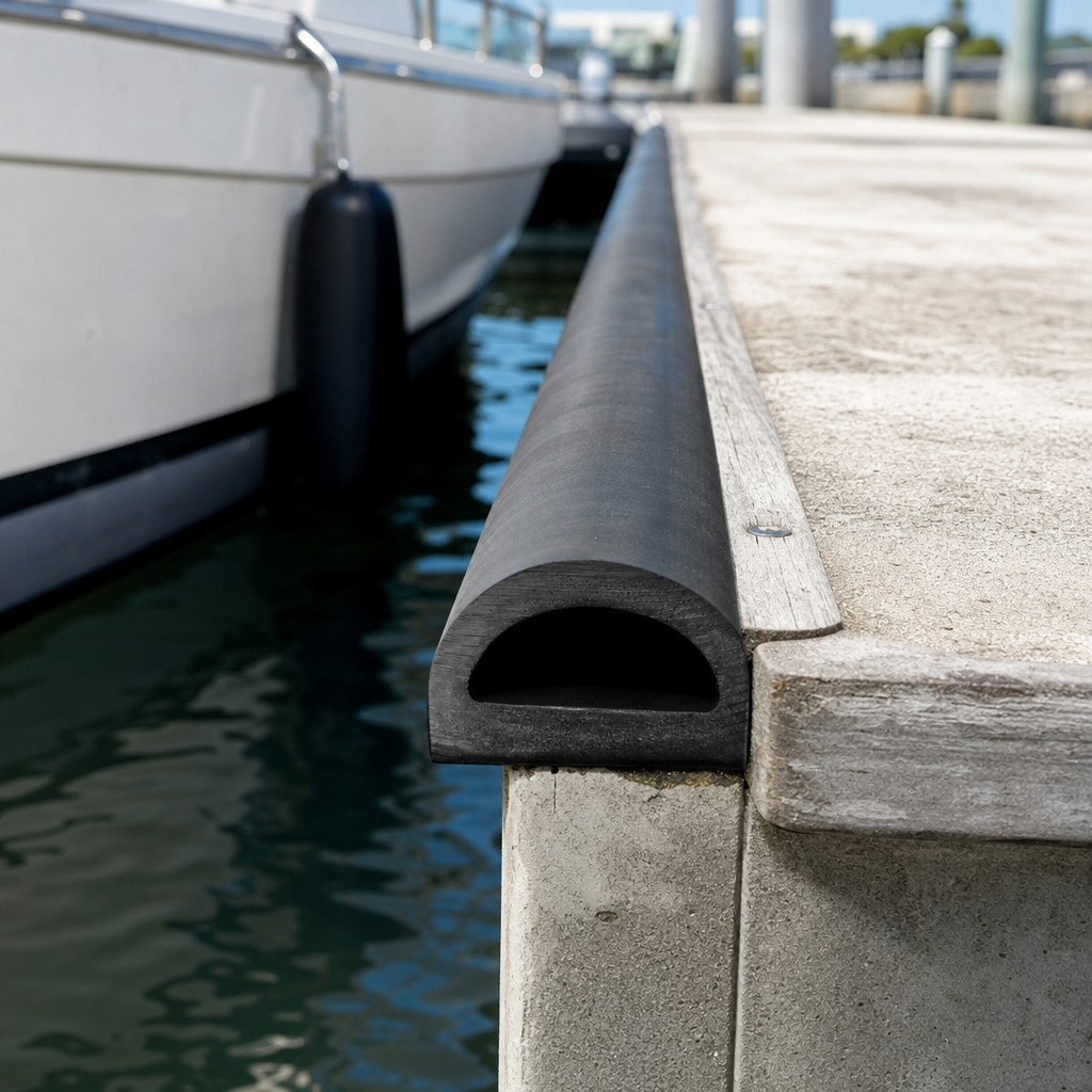 PVC D Fender 76mm x 44mm – Non-Marking, Per Metre